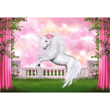 Unicorn Pink Curtain Flower Photo Booth Backdrop G-550