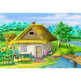 Cartoon Traditional Old Village Digital Painting Backdrop G-597