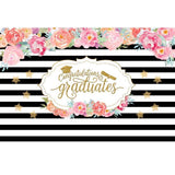 Graduation background White And Black Backdrop Flowers Backdrop G-635