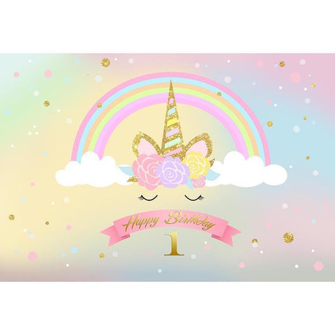 Birthday Party Backdrops Unicorn Backdrop Colorful Background G-684