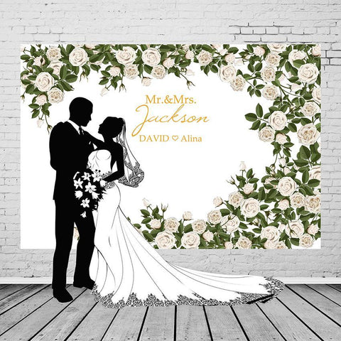 Wedding Backdrops White Background Flowers Backdrops G-766