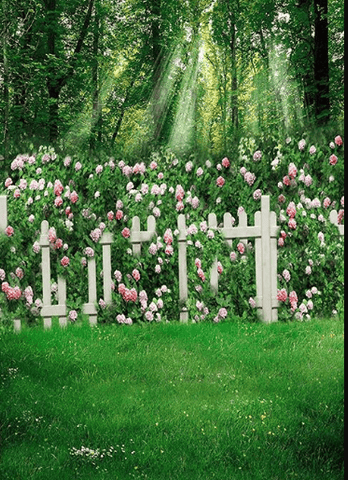 Spring  Flowers Green Grass Wedding Backdrops GC-97