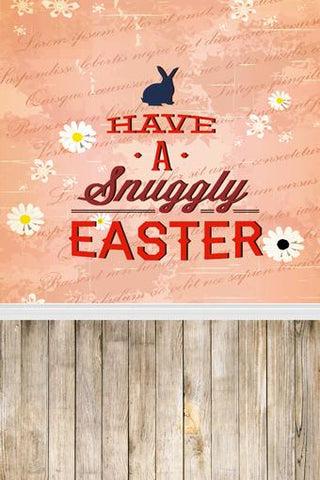 Happy Easter Bunny Wood Floor Photography Backdrops GE-006