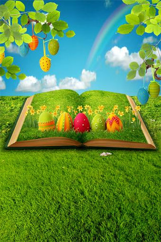 Easter Decorations Colorful Eggs Green Grass Backdrop for Photos GE-031