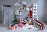 Fondo de Navidad con Juguetes Lindos Regalos Telón de Fondo Gris GX-1064