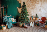 Artístico Árbol de Navidad Interior Habitación Decoración Fondo Esmeralda GX-1098