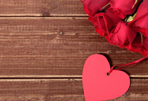 Telón de Fondo para la Fotografía de Pared de Madera con Flores Rosas y Corazones HJ03128