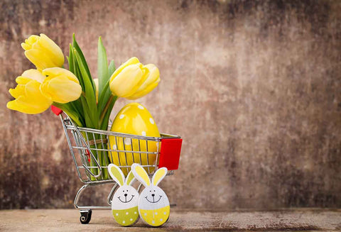 Easter Backdrops Yellow Tulip Egg Photo Backgrounds HJ03549