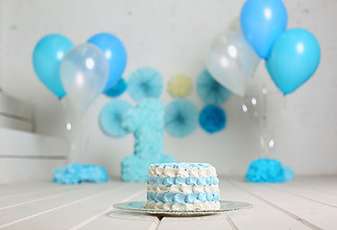 1st Birthday Blue Balloons Backdrop for Photo Studio HJ03825