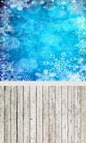 Copo de Nieve Pared de Madera Azul Telón de Fondo de Decoraciones de Navidad de Fotografía L-802