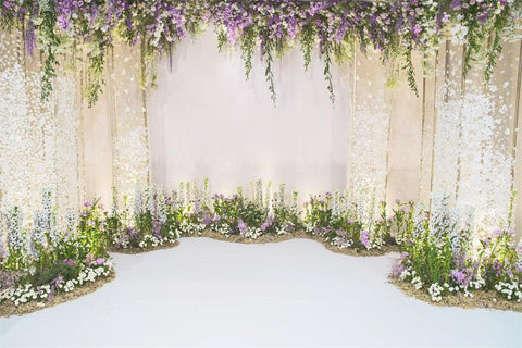 Purple Flowers  Party Weeding  Backdrop 