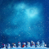 Night Little Snowman Light Blue Christmas Backdrops DBD-19399
