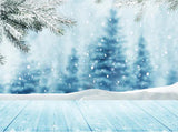 Christmas Tree Snow Winter Landscape Wood Backdrop