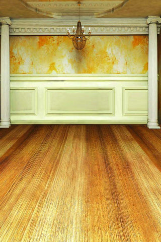 Golden Palace  Pillars Wood Floor  Photo Studio Backdrop MR-2224