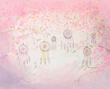 Pink Flower Petals Fly Hand Drawing Wind Bells Photography Backdrop NB-087