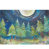 Oil Paint Christmas Tree Forest Under the Night Sky Children Photo Studio Backdrop NB-093