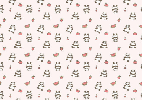 Panda Watermelon Strawberry Cartoon Background Baby Shower Backdrops IBD-19290