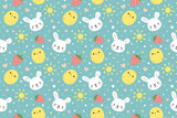 Rabbit Chicken Strawberry Cartoon Background Children Backdrops IBD-19289