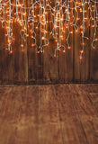 Brown Wood Floor With Lights Photo Backdrop S-2917