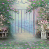 Gate Spring Flower Painting Photography Backdrop S-2977