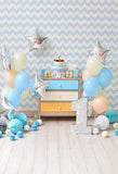 Birthday Background Cake Backdrops Blue Backdrop S-3077