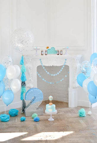 Birthday Party Background Cake Backdrop Blue Backdrop S-3080