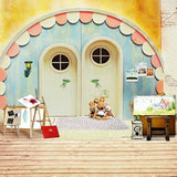 Puerta Piso de Madera Baby Shower Telones de Fondo Lindos S-3092