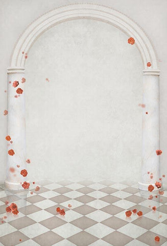 White Wall Fantasy Red Flowers Photography Backdrop S-3121