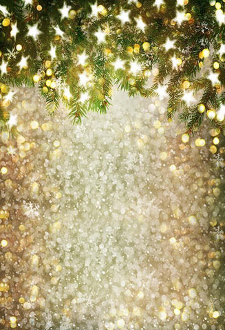 Bokeh Christams Tree Snowflake Stars Backdrop for Studio S-3180