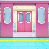 Pink Underground Door Blue Floor Photo Booth Backdrop S-3242