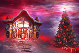 Gingerbread House Pink Clouds Christmas Backdrop