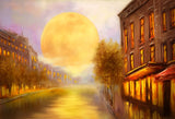 Moon Old City Street Scene Photography Backdrop