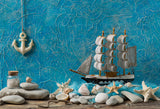 Sailboat Ocean Underwater World Blue Cartoon Backdrop