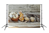 Bunny Easter Eggs Brown Wood Photo Backdrop SH095