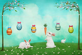 Bunny Easter Eggs Green Backdrop for Photography SH108