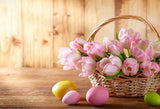 Spring Pink Flowers Easter Eggs Backdrop for Photo Shoot SH153