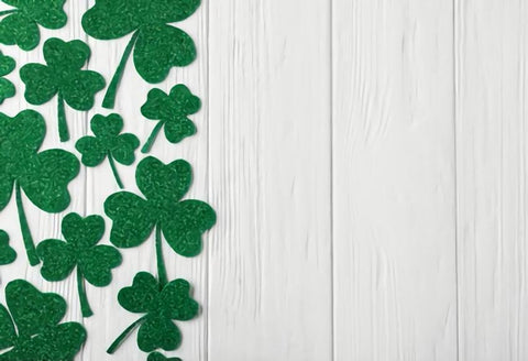 St. Patrick's Day Green Clover Leaf White Wood Backdrop for Party Photography SH198