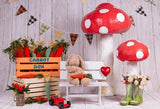 Mushroom Bear Spring Backdrop for Photography SH603