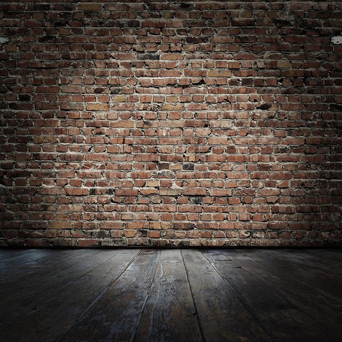 Vintage Brown Brick Wall Lights Wood Floor Photography Backdrop