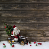 Regalo de Papá Noel Telón de Fondo de Fotografía de Pared de Madera Negra ST-494