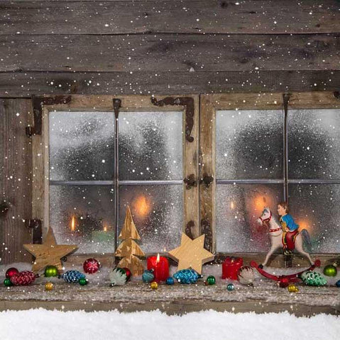 Feliz Navidad Adornos Vela Telón de Fondo de Foto de Ventana ST-502