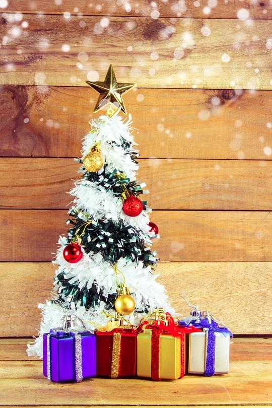 Christmas Gift Tree Wood Photo Backdrops DBD-19448