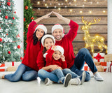 Christmas Tree Sparkling Light Elk Wood Backdrop