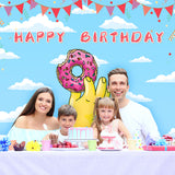 Donut Blue Sky Clouds Custom Birthday Backdrop