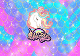 Colorido Unicornio Sirena Cumpleaños Telón de Fondo TKH1523