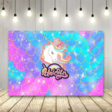 Colorido Unicornio Sirena Cumpleaños Telón de Fondo TKH1523