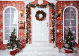 Fondo de Corona de Puerta de Casa Decorado con Navidad TKH1561