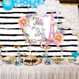 Eiffel Tower Flower Garland Stripe Party Backdrop