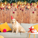 Garlands Lights Rustic Wood Backdrop for Photography