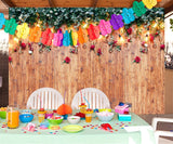 Garlands Lights Rustic Wood Backdrop for Photography